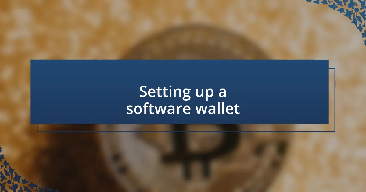 Setting up a software wallet